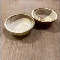 Handcrafted Varnished Set of 2 Teak Wood Small Bowl - Indigi Craft